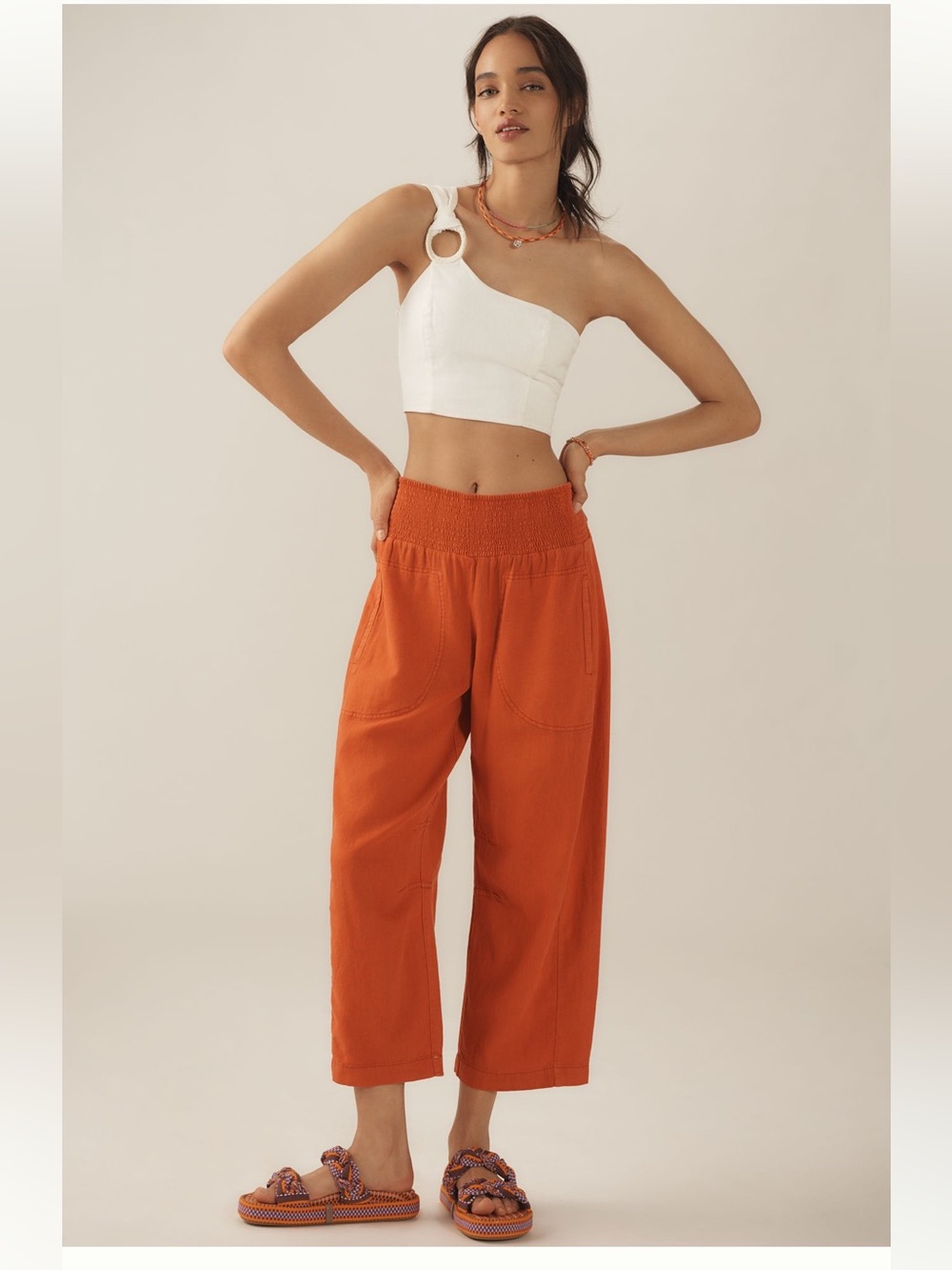 Pilcro Reese Smocked Pull On Barrel Pants - XL
